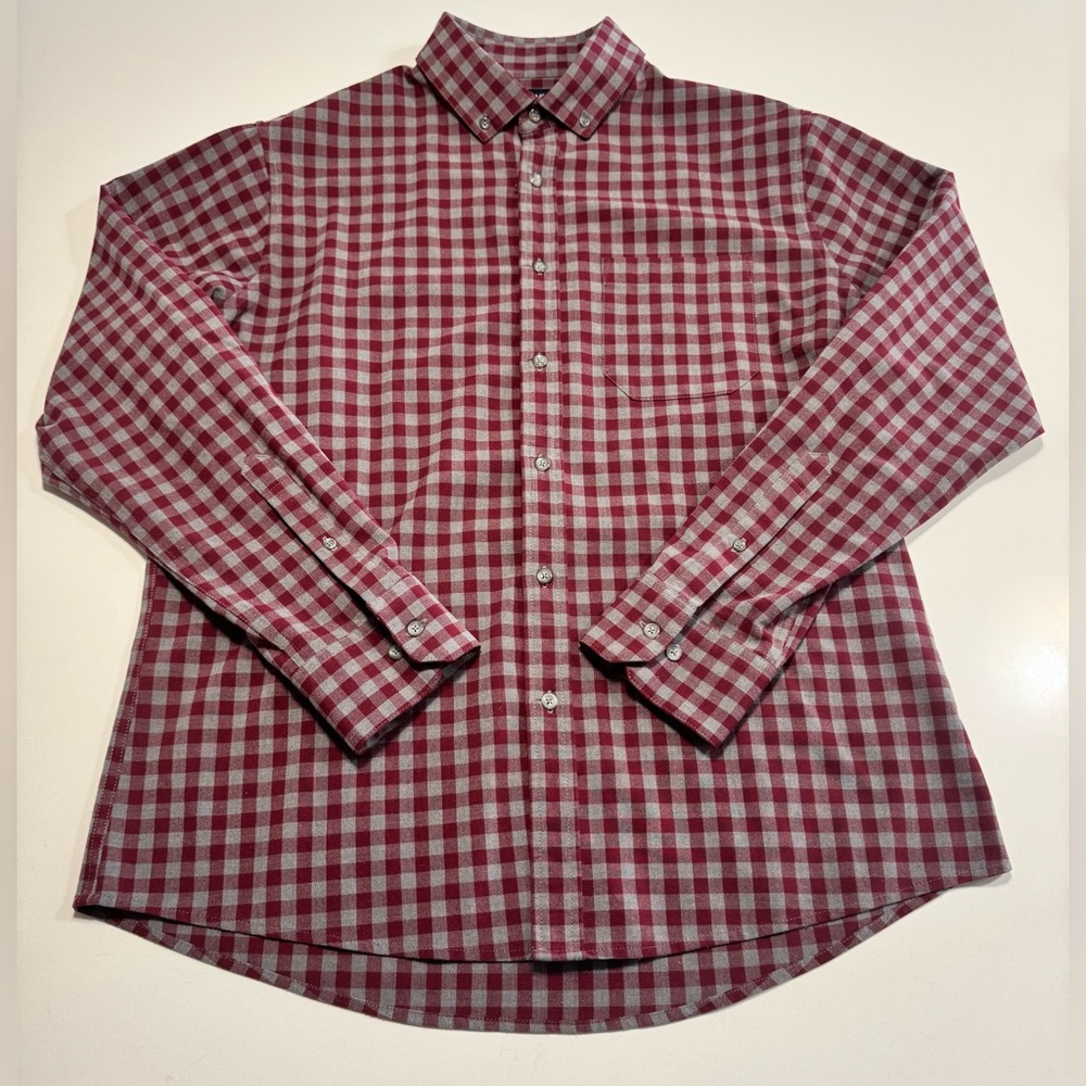 Mizzen + Main Mens XL Trim Fit Plaid Red Athleisure Performance City Flannel